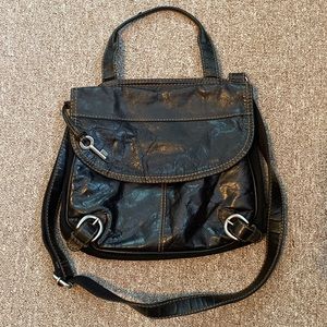 Fossil purse Black leather and canvas